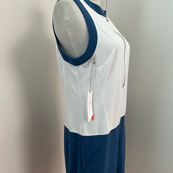 Angle New York SUE Zip Front Tennis Dress Blue White Pockets Sz S $175 NWT - Picture 2 of 7